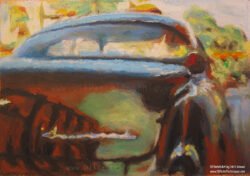 Old car painting in oil pastels Old car painting in oil pastels